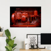 Roter Traktor-Motor Poster (Heimbüro)