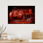 Roter Traktor-Motor Poster (Küche)