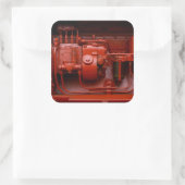 Roter Traktor-Motor Quadratischer Aufkleber (Tasche)