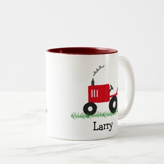 Roter Traktor-personalisierte Tasse (VorderseiteRechts)