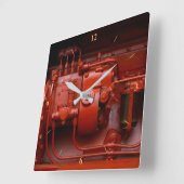 Roter Traktor Quadratische Wanduhr (Winkel)