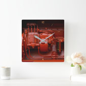 Roter Traktor Quadratische Wanduhr (Zuhause)