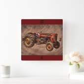 Roter Traktor Quadratische Wanduhr (Zuhause)