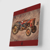 Roter Traktor Quadratische Wanduhr (Winkel)