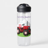 Roter Traktor Rosa Sitzplatz Cartoon Kid Bauer Trinkflasche (Vorderseite)