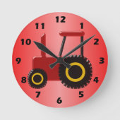 Roter Traktor Runde Wanduhr (Vorderseite)
