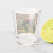 Roter Traktor Rustikaler Stall Schnapsglas (Rückseite)