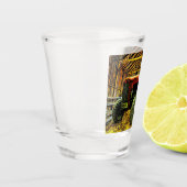 Roter Traktor Rustikaler Stall Schnapsglas (Links)