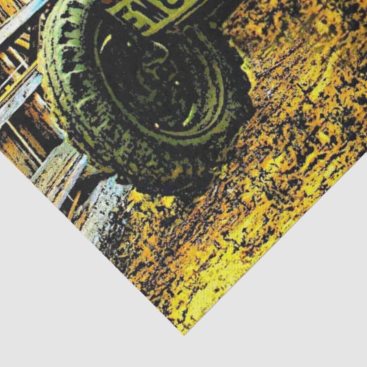 Roter Traktor Rustikaler Stall Seidenpapier (Detail)