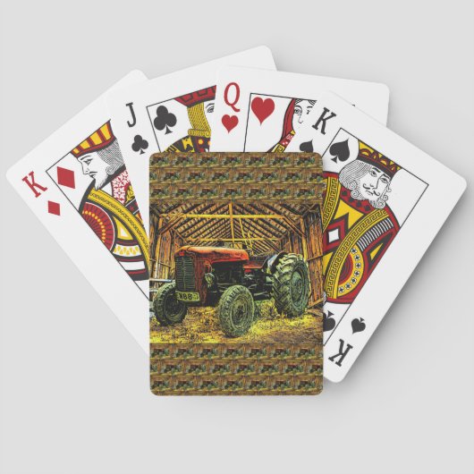 Roter Traktor Rustikaler Stall Spielkarten (Rückseite)