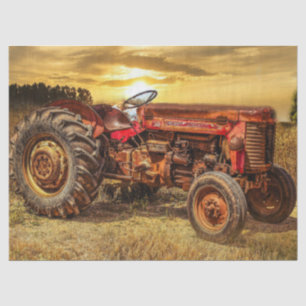Roter Traktor Seidenpapier