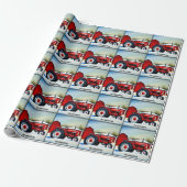 Roter Traktor und rote Scheune Geschenkpapier (Ungerollt)
