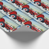 Roter Traktor und rote Scheune Geschenkpapier (Ecke)