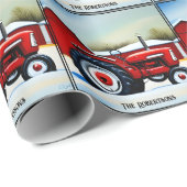 Roter Traktor und Roter Stall Geschenkpapier (Rolleneckpunkt)