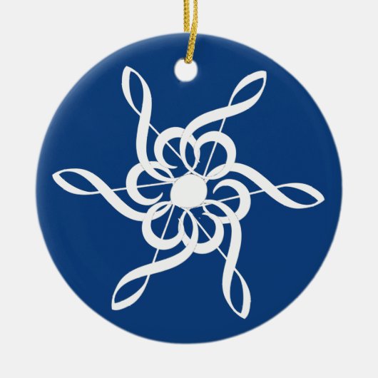 Roter Treble Clef Snowflake Keramik Ornament (Vorne)