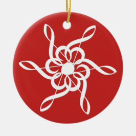Roter Treble Clef Snowflake Keramikornament