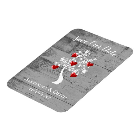 Roter Tree der Herzen speichern das Datumsfenster Magnet (Linke Seite)