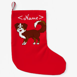 Roter Tricolor australischer Schäfer-Hund Kleiner Weihnachtsstrumpf