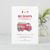 Roter Truck Birthday Einladung Vorlage (Stehend Vorderseite)