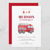 Roter Truck Birthday Einladung Vorlage (Vorne/Hinten)