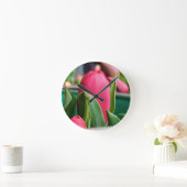Roter Tulip in der Frühlingsmauer Runde Wanduhr (Zuhause)