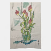Roter Tulip in einer Vase Geschirrtuch (Vertikal)