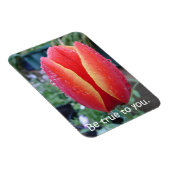 Roter Tulip und Raindrops floral sind wahr zu Ihne Magnet (Rechte Seite)