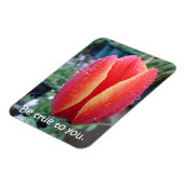 Roter Tulip und Raindrops floral sind wahr zu Ihne Magnet (Linke Seite)