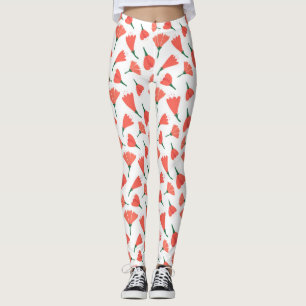 Roter Tulpenbuket auf cremig weiß verstreut Leggings