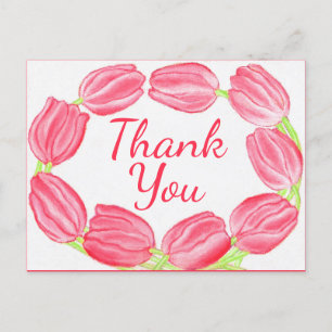 Roter Tulpenrand ~ Dankeskarten Postkarte