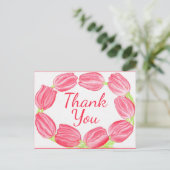 Roter Tulpenrand ~ Dankeskarten Postkarte (Stehend Vorderseite)