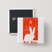 Roter Tür-Häschen-Knopf Button (Vorne & Hinten)