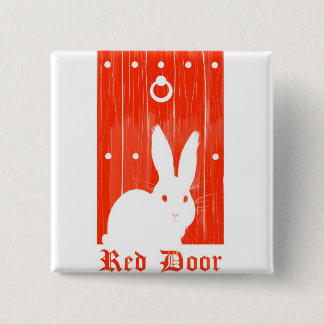 Roter Tür-Häschen-Knopf Button