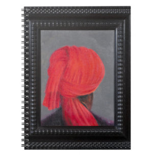 Roter Turban auf dem Grau 2014 (gerahmt) Notizblock