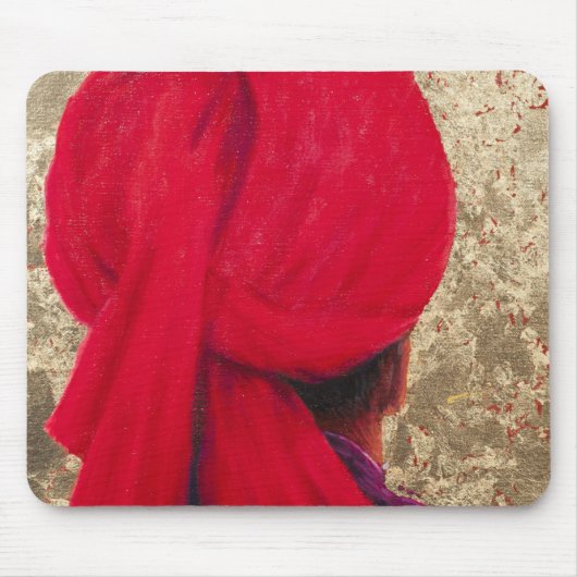 Roter Turban auf Goldblatt 2014 Mousepad (Vorne)
