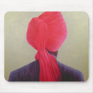 Roter Turban-lila Jacke Mousepad