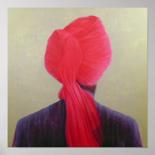 Roter Turban-lila Jacke Poster