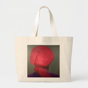 Roter Turban-lila Mantel Jumbo Stoffbeutel