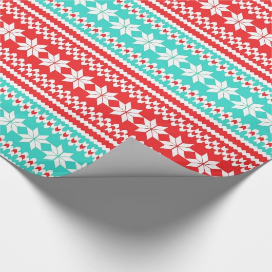 Roter Türkis-norwegisches Geschenkpapier (Ecke)