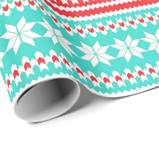Roter Türkis-norwegisches Geschenkpapier (Rolleneckpunkt)