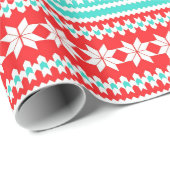 Roter Türkis-norwegisches Geschenkpapier (Rolleneckpunkt)