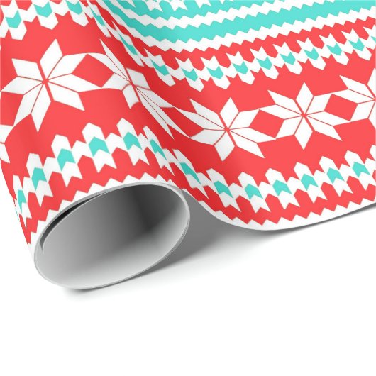 Roter Türkis-norwegisches Geschenkpapier (Rolleneckpunkt)