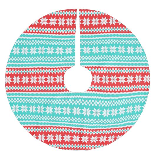 Roter Türkis-norwegisches Polyester Weihnachtsbaumdecke (Vorderseite)