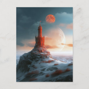 Roter Turm Moons Landschaft Fantasy Art Postkarte