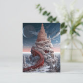 Roter Turm Winter Landschaft Fantasy Art Postkarte (Stehend Vorderseite)