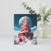 Roter Turm Winter Landschaft Fantasy Art Postkarte (Stehend Vorderseite)