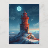 Roter Turm Winter Landschaft Fantasy Art Postkarte (Vorderseite)