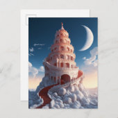 Roter Turm Winter Landschaft Fantasy Art Postkarte (Vorne/Hinten)