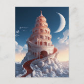 Roter Turm Winter Landschaft Fantasy Art Postkarte (Vorderseite)