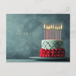 Roter Turquoise Birthday Cake Postkarte